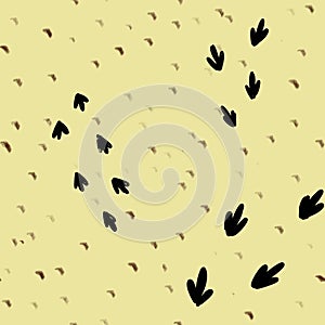 Bird tracks abstract yellow seamless cute pattern