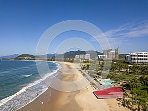 Bird view of beach in sunny day