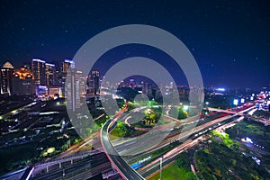 Beautiful Semanggi road intersection at night