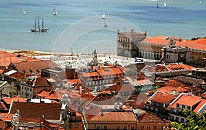 Bird view of central Lisbon