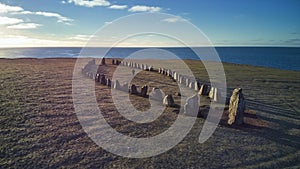 bird view of Historical and archaeological site in Sweden Ales Stenar