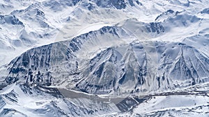 Bird view of Snowy Tianshan from an airplane