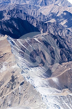 Bird view of Snowy Tianshan from an airplane photo