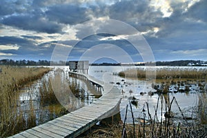 Bird watch hide in nature reserve het Vinne, Zoutleeuw, Belgium