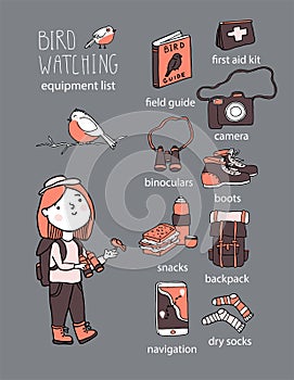 Bird watching. Birding and ornithology concept