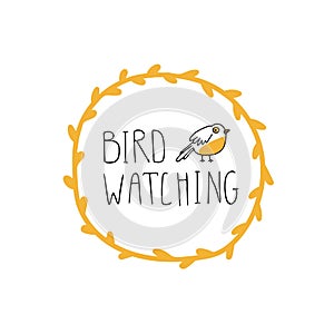 Bird watching emblem. Birding and ornithology concept