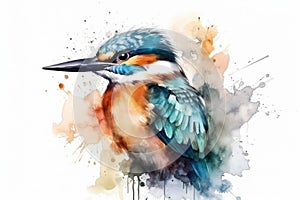 bird watercolor on white background spring illustration Watercolor-style Nature print for design