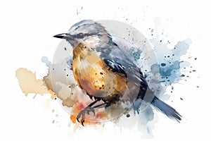 bird watercolor on white background spring illustration Watercolor-style Nature print for design