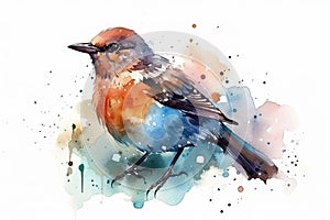 bird watercolor on white background spring illustration Watercolor-style Nature print for design