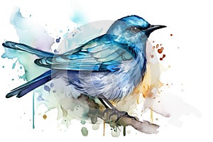 bird watercolor on white background spring illustration Watercolor-style Nature print for design