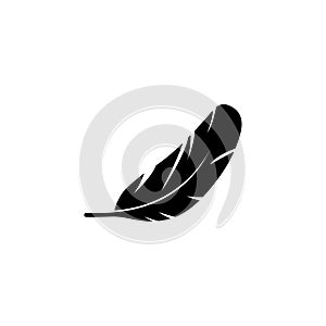 Bird Wing Feather, Nib Pen, Plumage. Flat Vector Icon illustration. Simple black symbol on white background. Bird Wing Feather,