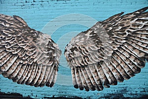 Bird wings mural in alley, Corvallis, Oregon