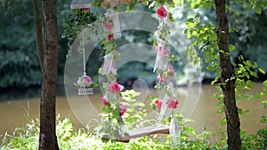 Birdcage with flowers flower swing decorative wedding entourage