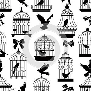 Birdcages and Bows Pattern Vector
