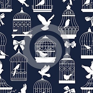 Birdcages with Bows Pattern Vector