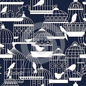 Birdcages Seamless Pattern Vector illustration