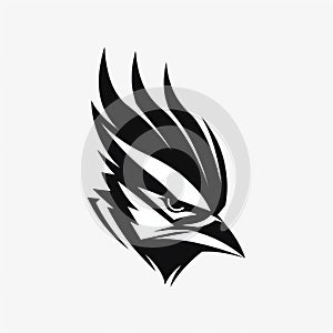 Birdhead Logo Vector Black And White Design In 2d Game Art Style photo