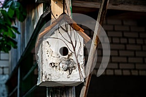 Birdhouse made of birch bark