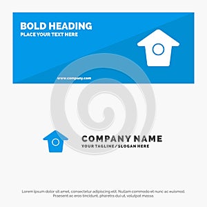 Birdhouse, Tweet, Twitter SOlid Icon Website Banner and Business Logo Template