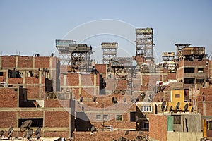 Birdhouses on the roofs of Cairo in Egypt