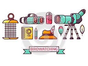 Birding and Birdwatching Ornithology Icons