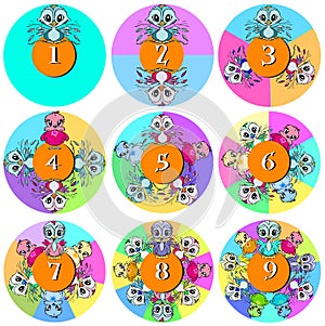 Birds for Baby Chindren Numbers Cartoon