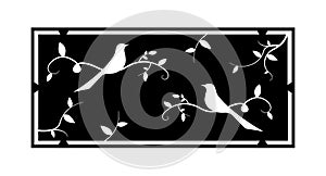 Birds on branch on frame of a window, vector