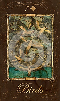 Birds. Card of Old Marine Lenormand Oracle deck.