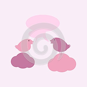 Birds on clouds with speech bubbles