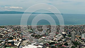 Birds eye survey of Davao City in Mindanao.