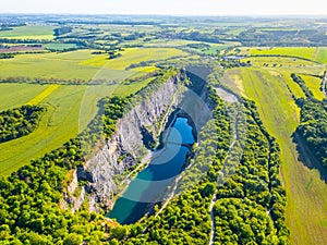 Birds eye view of abandoned quarry