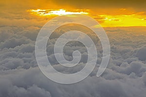 Birds eye view of above cloud and sky,