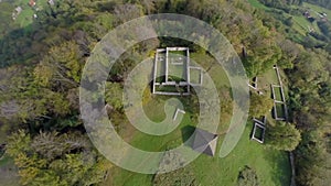 Birds eye view of a castle ruins