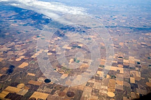 Birds Eye View of Center Pivot Irrigation Farming