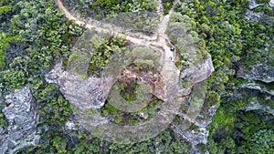 Birds eye view cliff tops Blue Mountains Australia