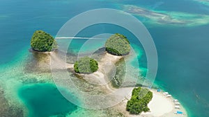 Birds eye view of Jetski roaming around Britania Island.