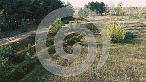 Birds-eye view of the old dam away from the reservoir.