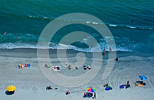 Birds Eye View of people on a beach