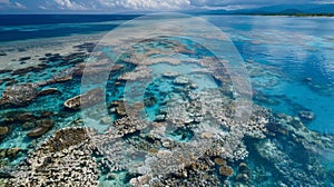 A birds eye view of a vast and eerie expanse of bleached coral a disastrous scene caused by rising ocean temperatures