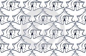 Birds and fishes vector seamless background in Escher artist graphic style.