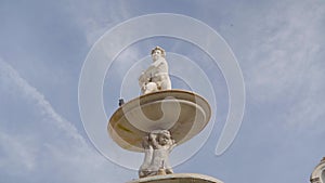 Birds fly to drink water from Praetorian fountain pool, Piazza Pretoria, 1554