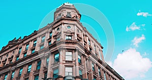 Birds flying past Victorian building at St Enoch Square and Argyle Street Street