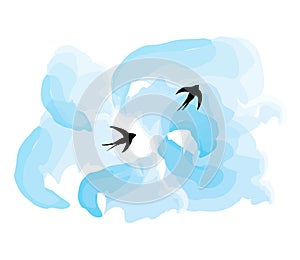 Birds flying in the sky vector illustraion