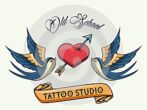 Birds and heart tattoo studio image artistic