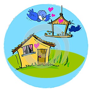 Birds House for Children Baby Cartoon