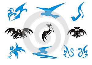 Birds icons (black and blue)