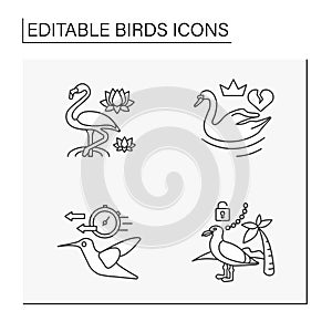 Birds line icons set