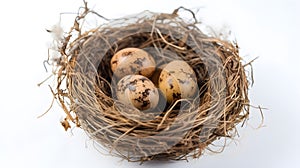 birds nest on white background isolated closeup