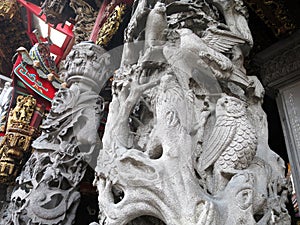 The Birds Pillar of Changfu Temple (Zushi Temple, Ã¤Â¸â°Ã¥Â³Â½Ã§Â¥âÃ¥Â¸Â«Ã¥Â»Å¸) in Sanshia District, New Taipei City, TAIWAN photo