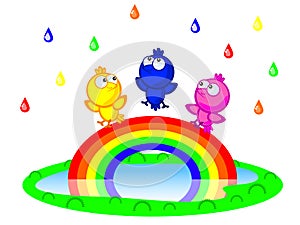 Birds and rainbow
